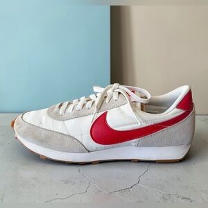 Nike Women’s White Sneakers with Red Swoosh and Gum Outsole